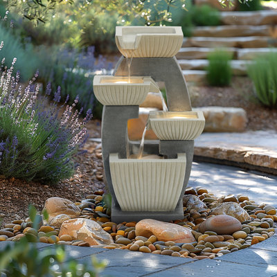 Weather Resistant Floor Fountain with Light