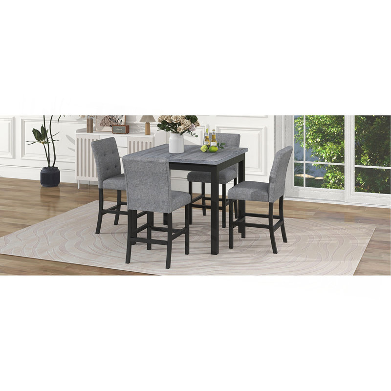 Ensemble de salle à manger à hauteur de comptoir 5 pièces avec table carrée et chaises Modern
