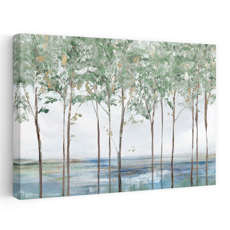 Forêt, paysage, paysage, arbre, nature, peinture, impressionnisme, art contemporain, H 48 po x l 32 po