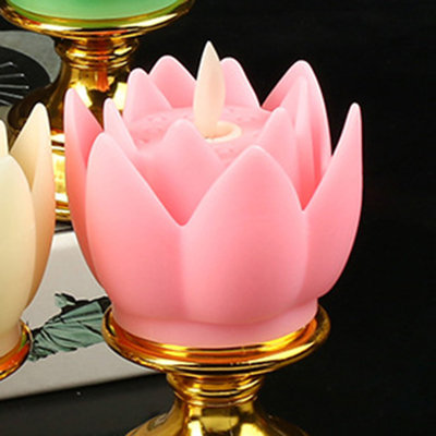 LED Lotus Lamp Colorful Soft Natural Light Lifelike Safe Odorless Durable Buddha for Bedroom Office Living Room Purple