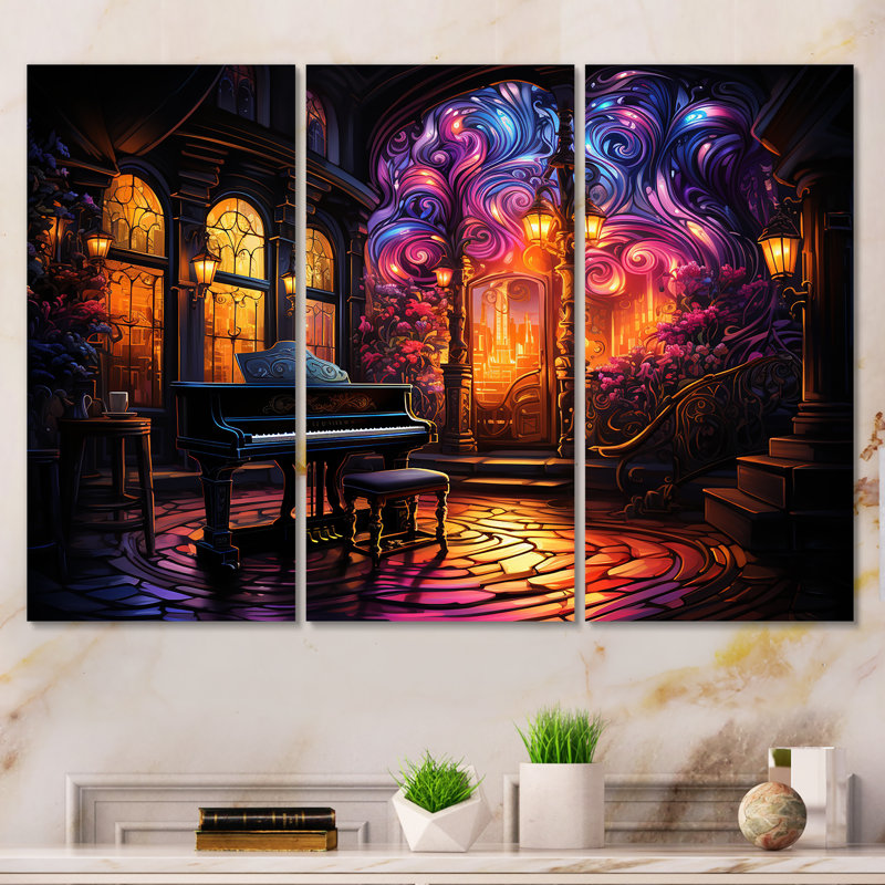 Gothic Piano Church Melody - Piano, art mural, H 28 po x l 36 po x P 1 po, Toile tendue