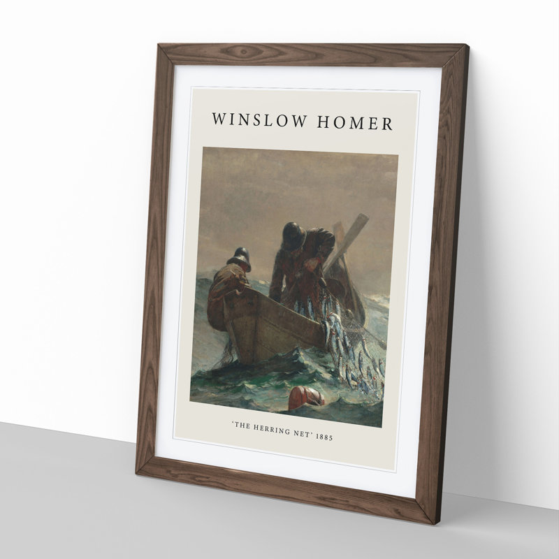 The Herring Net by Winslow Homer - Picture Frame Painting, 36cm H x 27cm W x 2cm D, Walnut Framed