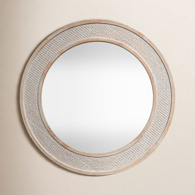 Yalina Framed Wall Mirror 28" Diameter Natural