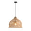 Rattan Pendant Light, Natural Wicker Shade, Iron Frame, Adjustable Height, E27 Socket, 50 Cm Diameter, For Living Room Dining Area (Bulb Not Included)