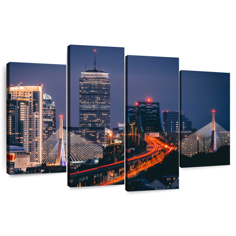 Nicci Boston Nighttime Skyline, 22" H x 36" W