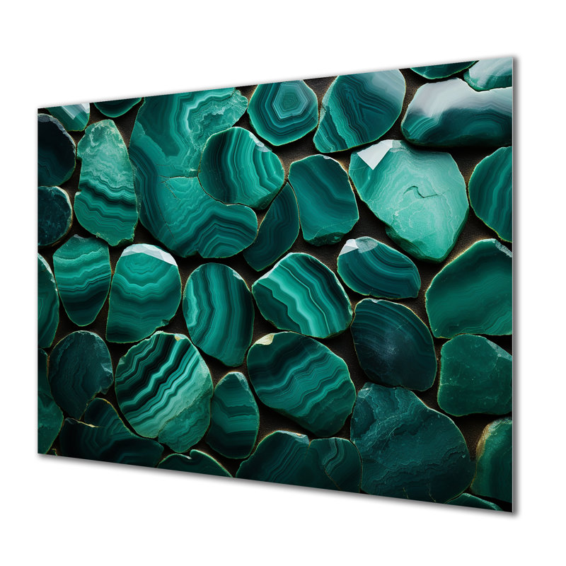 «Green Emerald Amazonite Stone Geode II» - art mural en métal en forme de géode de pierre MT136139