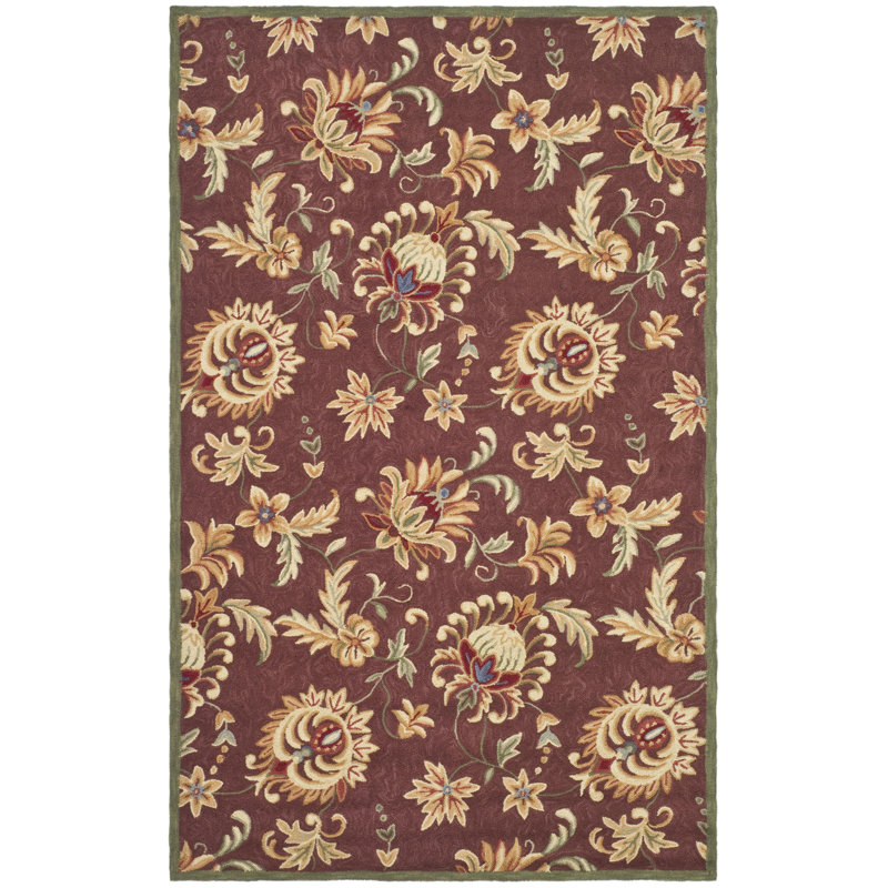 Hahn Hand Hooked Performance Floral Rug, Rectangle 4' x 6'