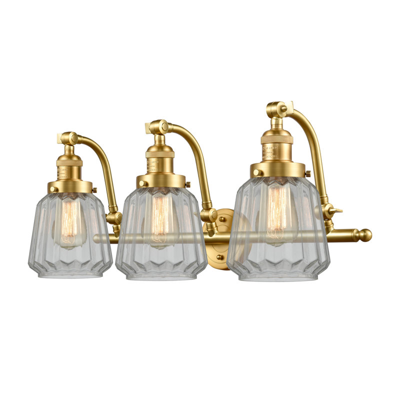 Éclairage pour salle de bain 3 lumières Dunstall, Nickel satiné brossé, Transparent, Ampoule non incluse