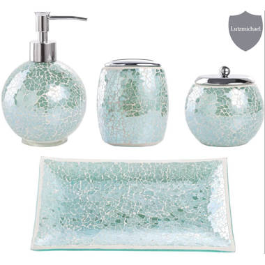 Mercer41 Jamarquis Mosaic Glass 4 Piece Bathroom Accessory Set