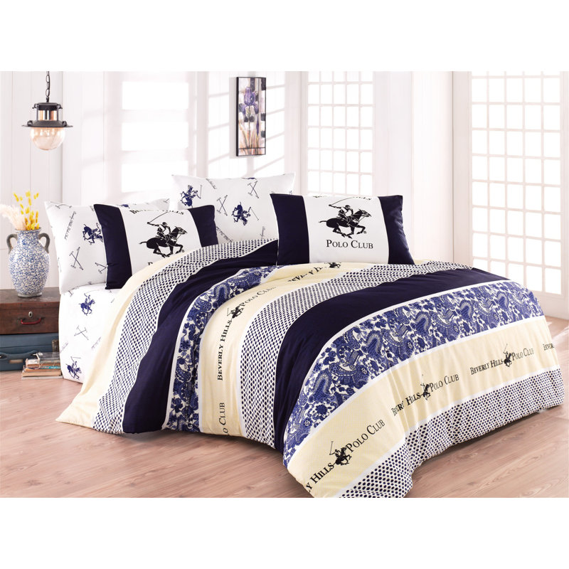 Gulley No Pattern Duvet Cover Set with Pillowcases, Single - 2 Pillowcases (80 x 80 cm), Blue/Cream/White