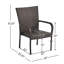 Chaise de salle à manger d'extérieur 3 pièces, transitionnelle, brune, empilable, style rapide, facile à ranger