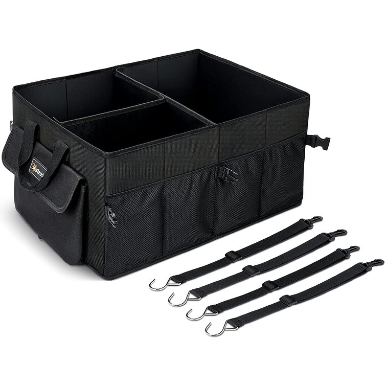 Trunk Organizers with Shoulder Strap - meori Black collapsible