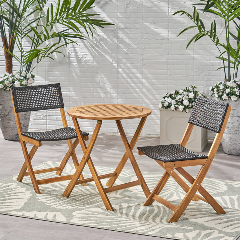 ENSEMBLE BISTRO, 2 chaises + 1 table, Noir / brun