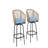 Set Of 2 Outdoor Patio Barstool, All Weather Rattan Bar Chair With Armrests And Backrest, PE Wicker