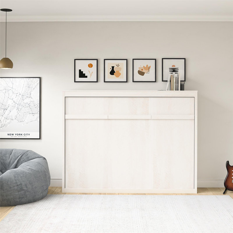 Warnke Full / Double Murphy Bed, Ivory Oak