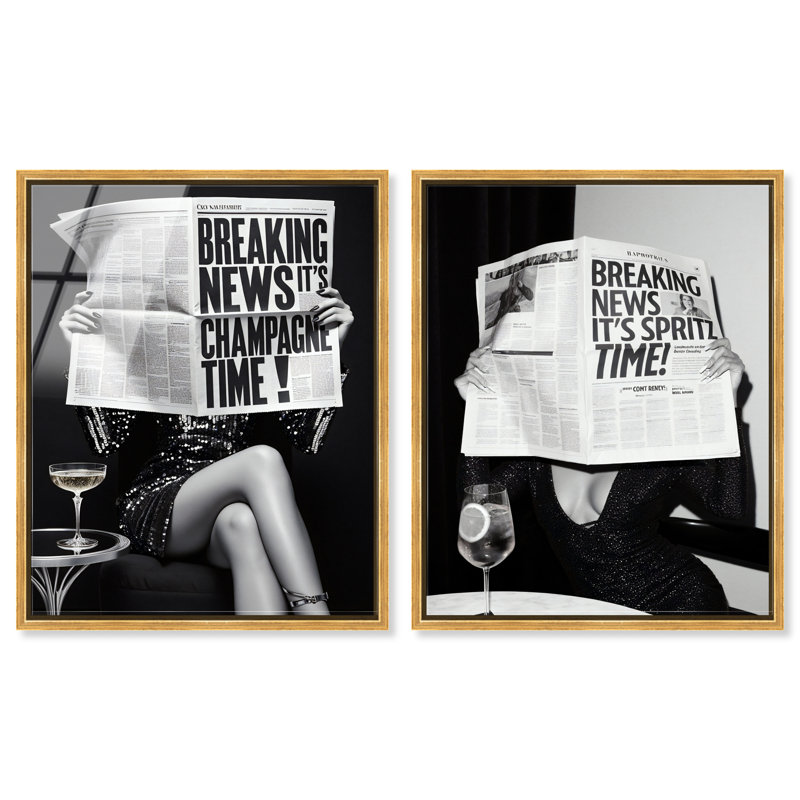 «Be Der The Headline», reproduction d'art sur toile encadrée par Art Remedy, cadre blanc, 20 x 24, H 25 po x l 21 po