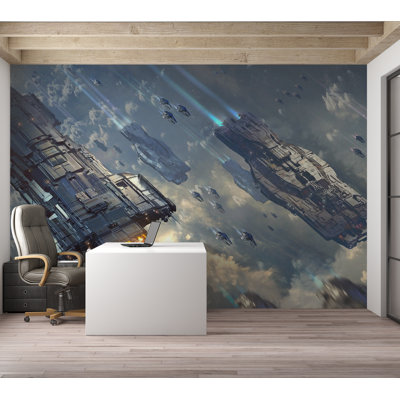 Premium Peel & Stick Wall Mural - Space Fleet Adventure