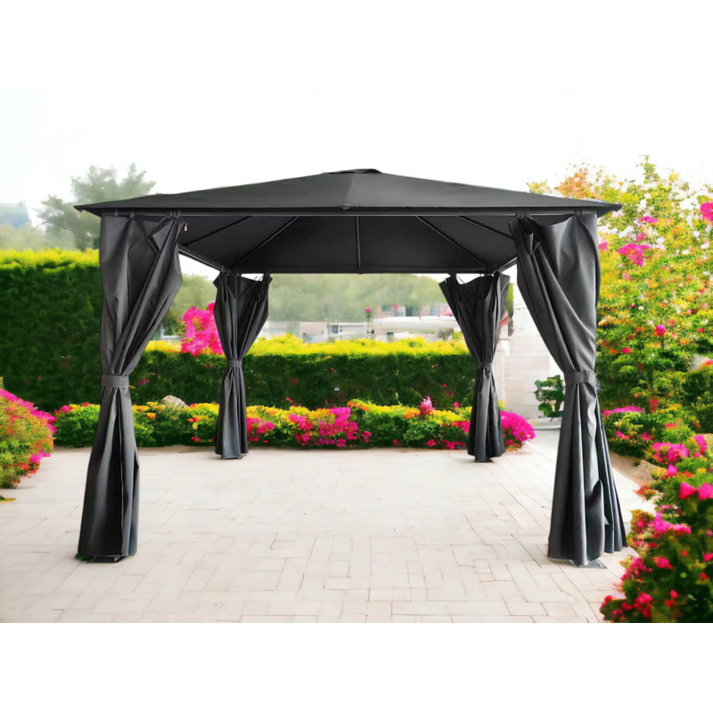 Titan 3Mx3m Galvanised Steel Gazebo Grey Complete, 250cm H x 250cm W x 250cm D
