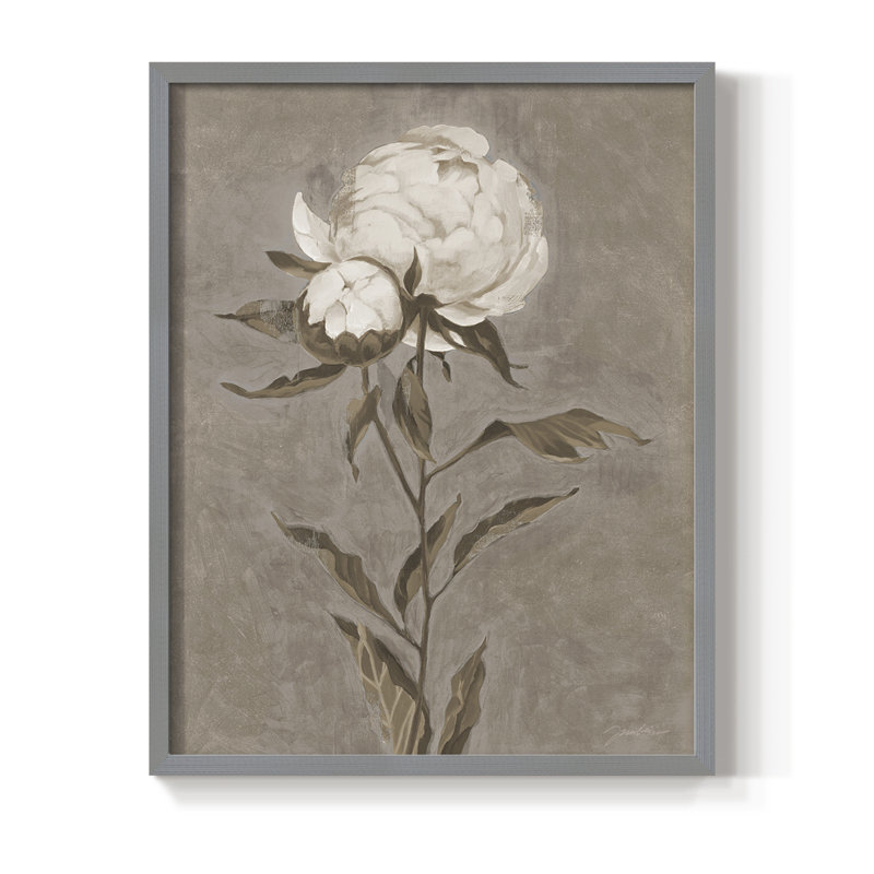 «Pretty as a Peony II», reproduction encadrée - bois massif, H 15 po x l 12 po, Gris