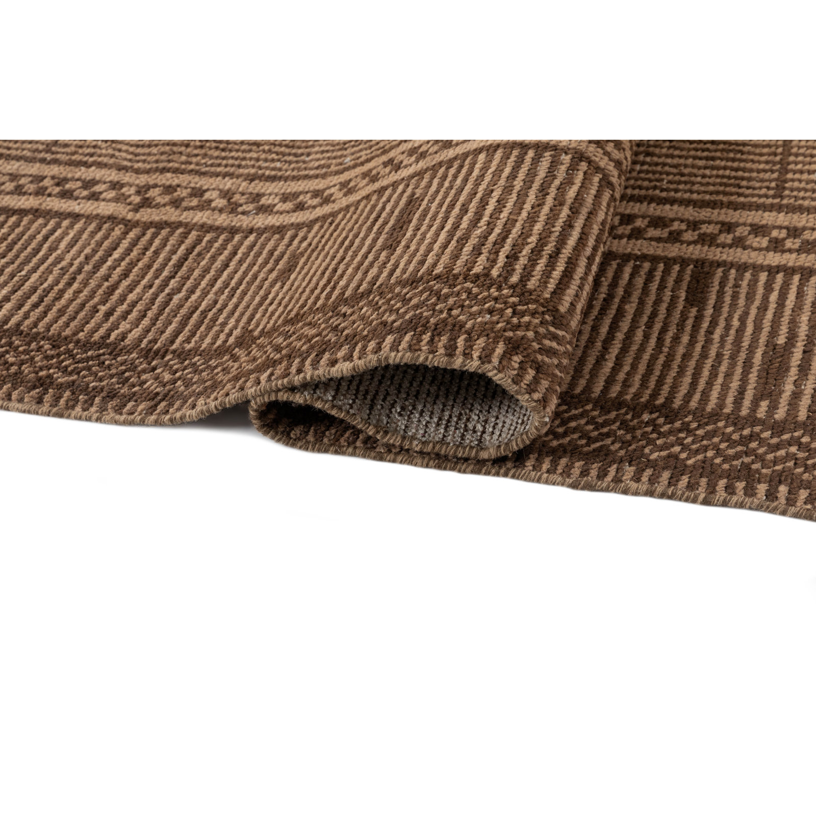 Vanna Hand-Knotted Striped Wool Rug, 6'x9', Brown
