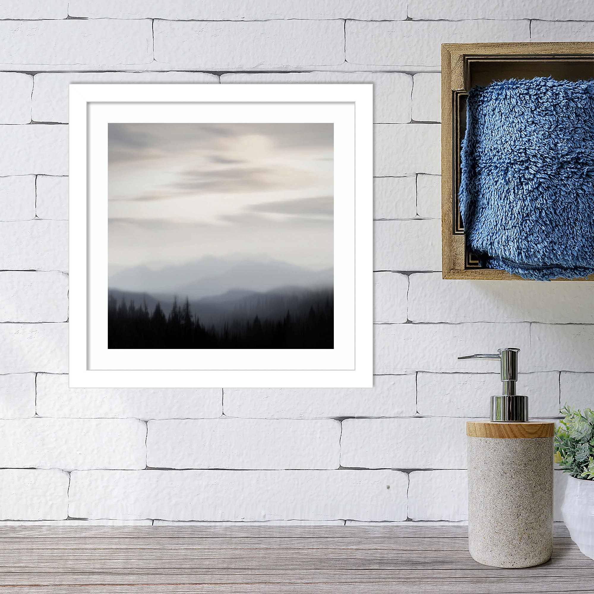 Mountain Vista II by Madeline Clark, 13.12" H x 13.12" W x 0.88" D, White Framed Paper