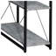 Bureau gris et noir avec tablettes du haut, tablettes ouvertes et tiroirs de rangement-2101582279