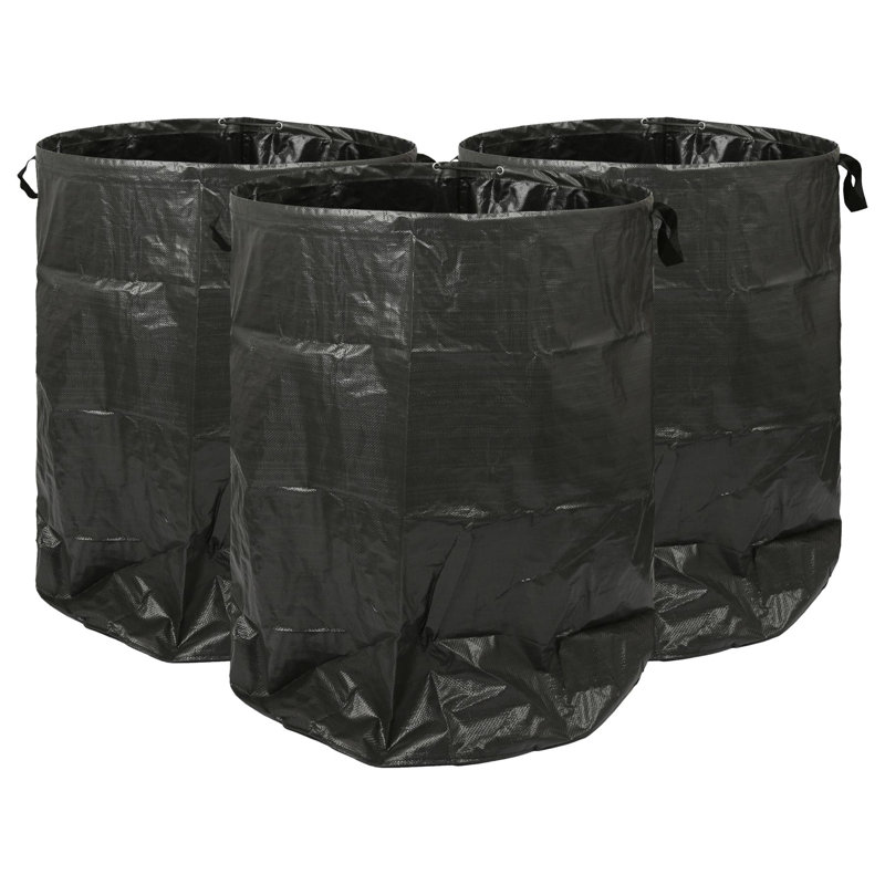 Garden Waste Bags with Handles - Black - 3x, 88 Gal