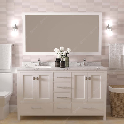 Kazanovicz 60'' Double Bathroom Vanity with Quartz Top