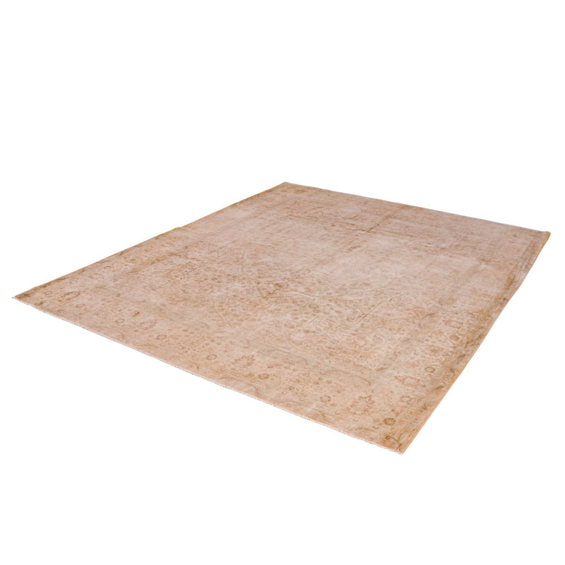 Tapis unique en laine beige / rouille 8 pi x 9 pi 9 po années 1990