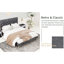 Lit double, beige, structure de lit tapissier, bois de peuplier, revêtement en velours, lit douillet, structure bien conçue, retraite personnelle, tête de lit, lecture, détente, remplacement facile du matelas-130155983