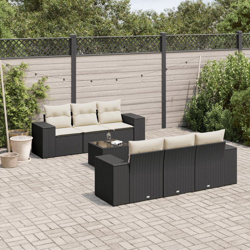 Vidaxl Garden Sofa Set Black, Cream White