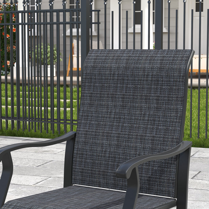 6-Person Outdoor Rectangular Patio Dining Set With Swivel Chair, Black