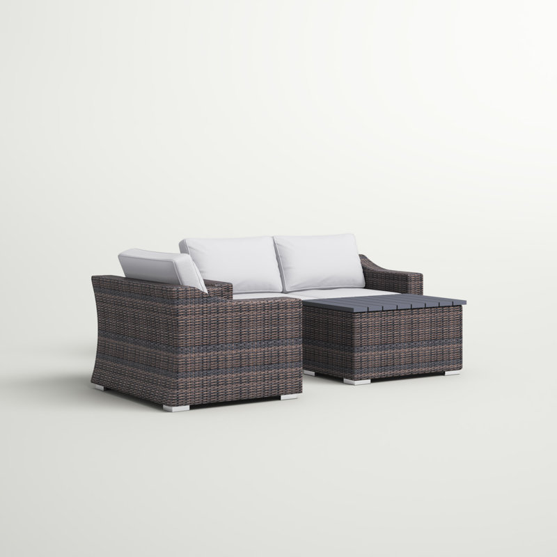 Dayse Wicker Fully Assembled 3 - Person Seating Group with Cushions, Espresso