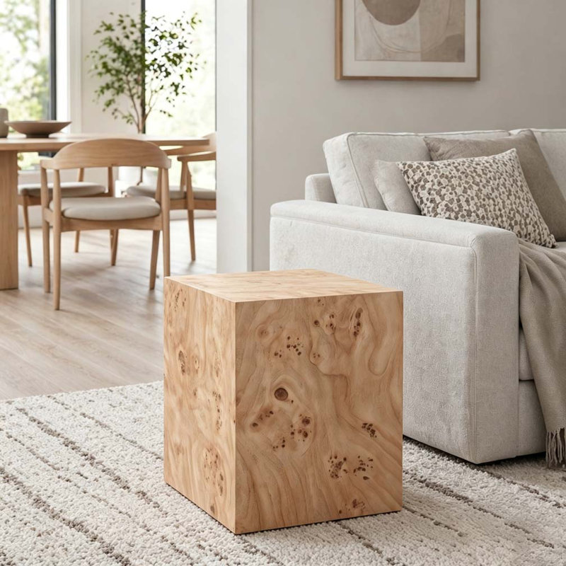 Table basse carrée en bois aggloméré de style naturel, table d'appoint