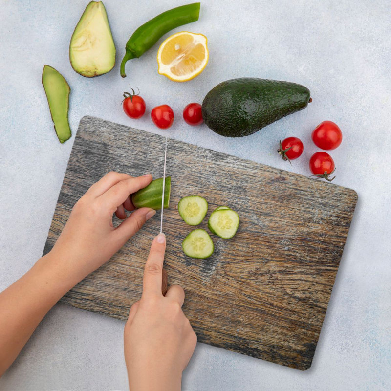 Flourish Premium Tempered Glass Cutting Board, 9.8 x 13.8 inches | 100% Antibacterial, Easy Clean, Non-Slip Silicone Feet | Durable Kitchen Essential for Safe Food Preparation, Stylish and Functional Design