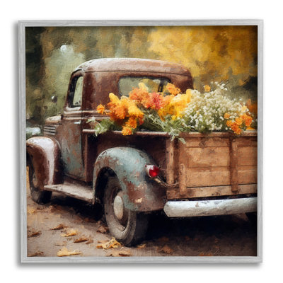 Az-665 - «Autumnal Plants in Truck» encadré sur toile par Riley B, reproduction