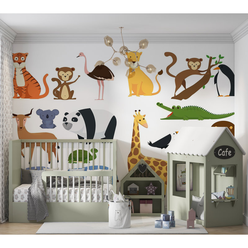 Premium Wallpaper Wall Mural - Cartoon Animals, 96" L x 120" W