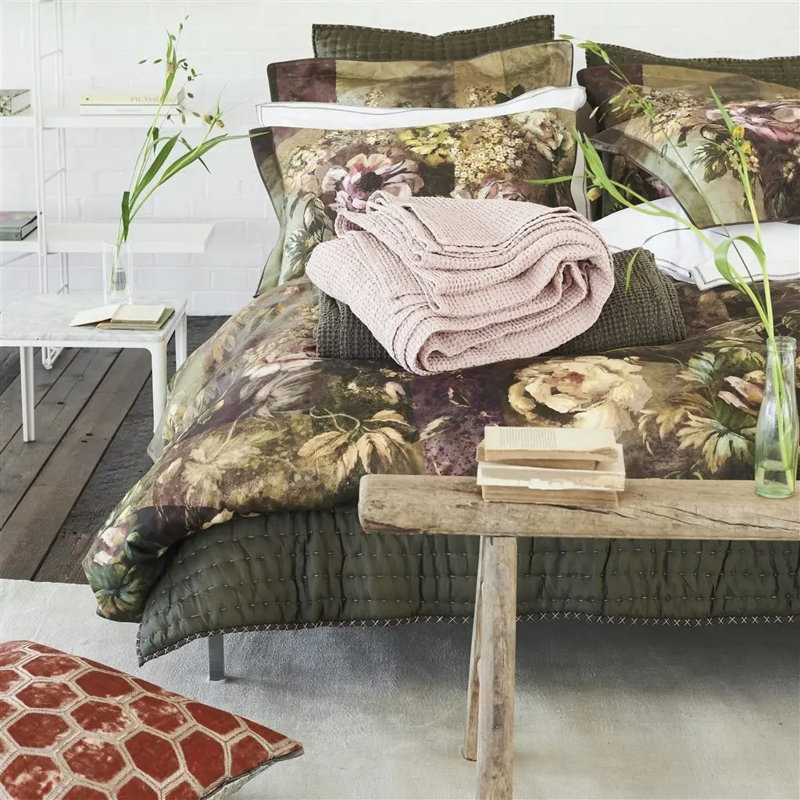 Alba Waffle Weave Bed Throw, Blossom, King/California King