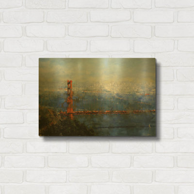 « Après-midi à Golden Gate » de Mark Lague, tableau mural en métal doré, 61 x 41 cm