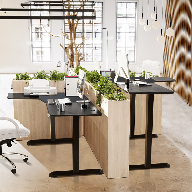 Matson Adjustable L-Shaped Standing Desk, Black