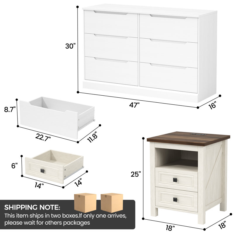 Ensemble de chambre à coucher Emy , Blanc / blanc