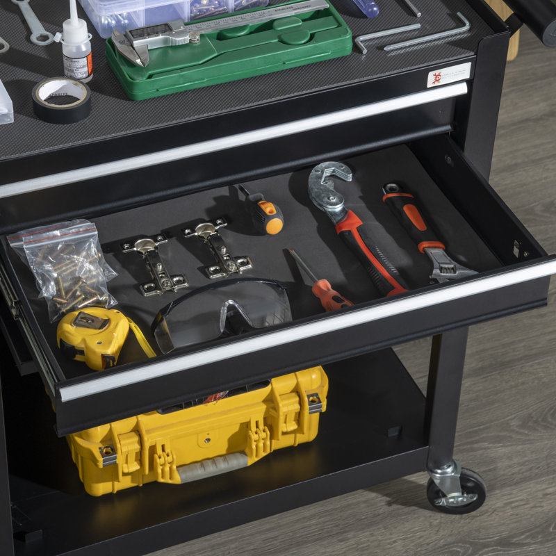 Sikander 27.6'' W 4 -Drawer Steel Combination Set with Wheels, Black
