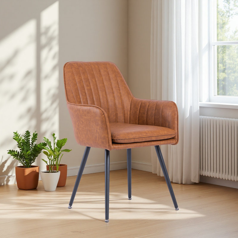 Ensemble de 2 chaises d'appoint modernes à dossier moyen, Brun