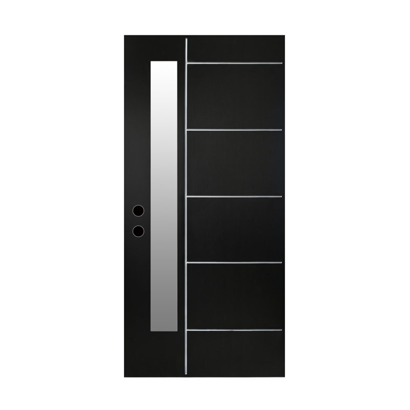 Portes extérieures modernes, verre givré noir en fibre de verre 36 x 80 pour la maison