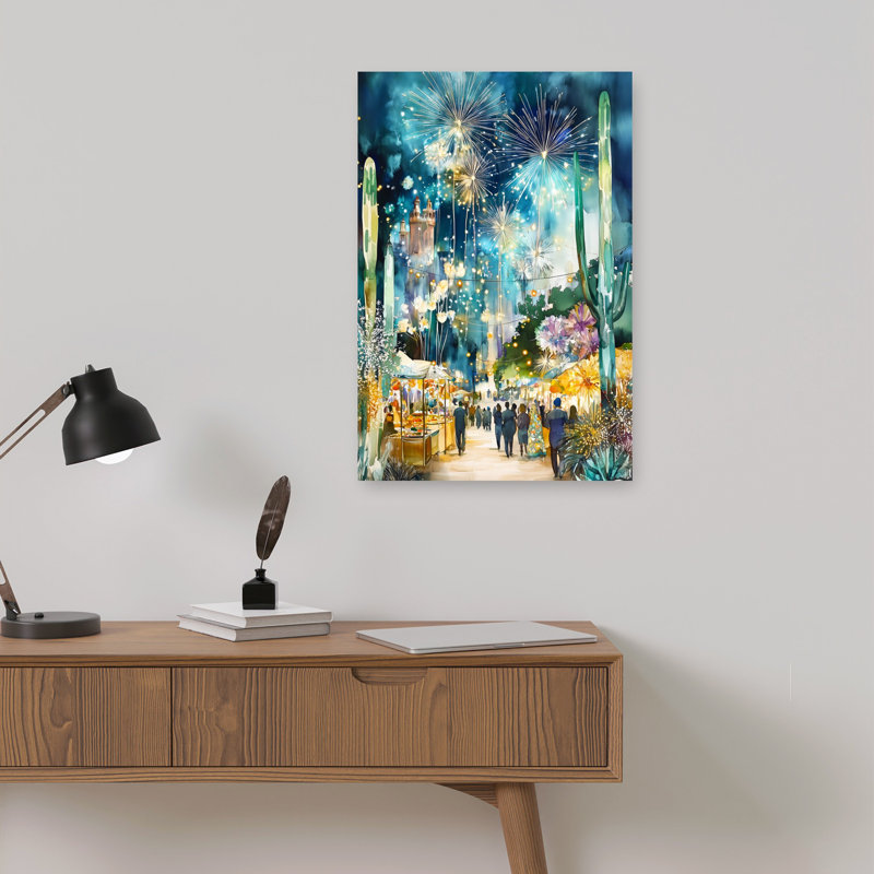Feux d'artifice sur le marché du désert, 18" H x 12" W