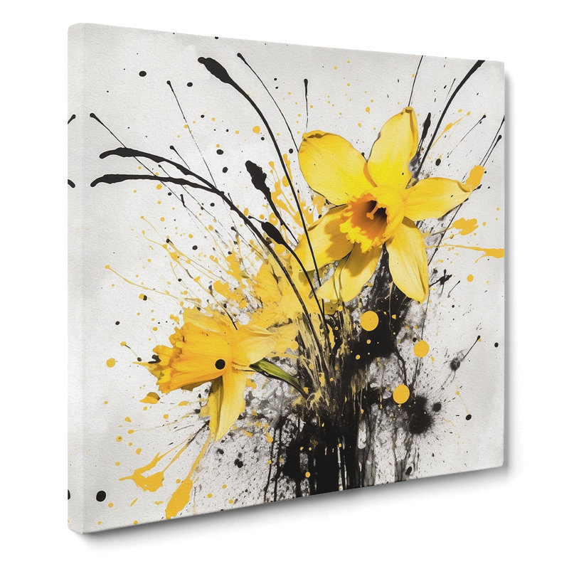 Daffodil Splatter Art - Print, 50cm H x 50cm W x 3cm D