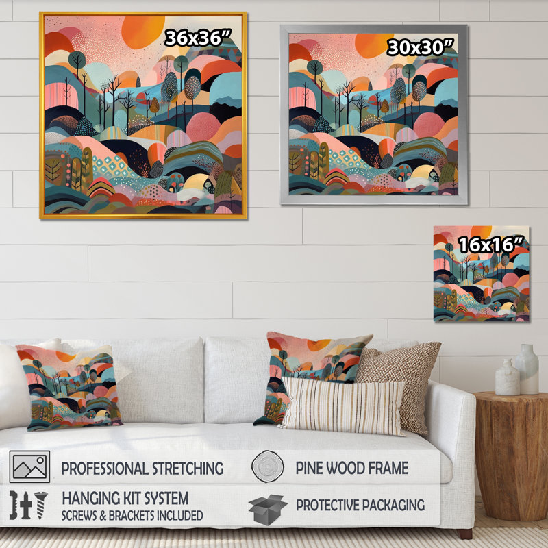 «Rose Blue Minimalims Explosion», reproduction d'art sur toile, Impression encadrée, H 16 po x l 16 po, Doré