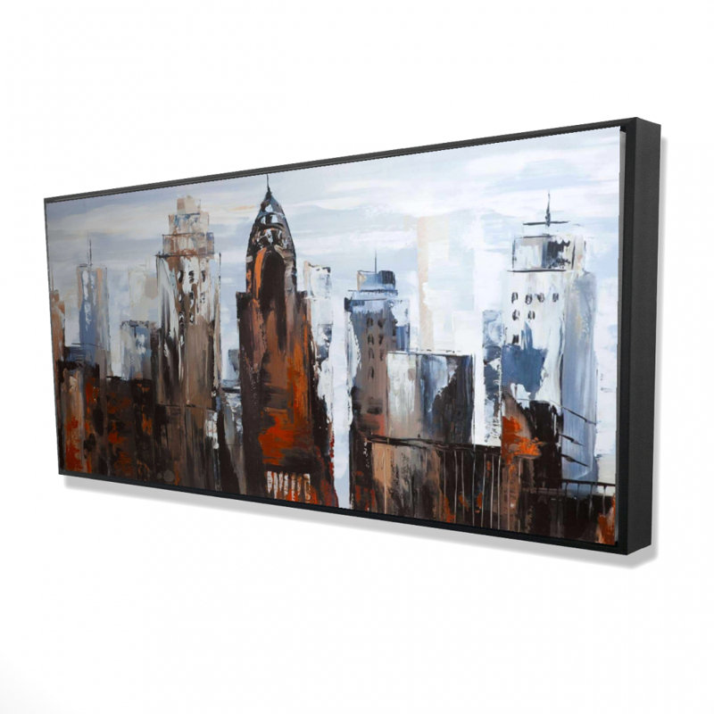 Gray day in the city - 24"x48" Framed canvas