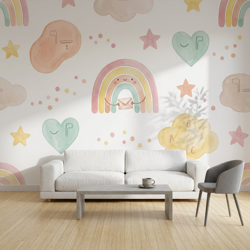 Papier peint blanc pastel amovible pour enfants, Texturé non collé, 200 po x 120 po