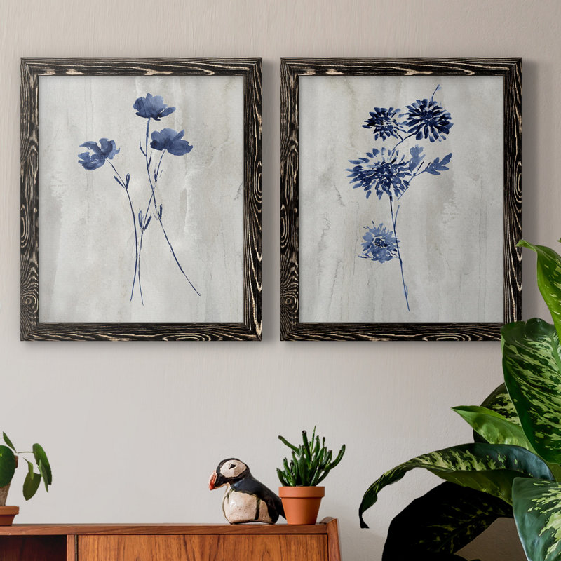 Indigo Botanical III - ensemble de 2 reproductions d'impressions, H 24 po x l 36 po x P 1,5 po, Pas de tapis